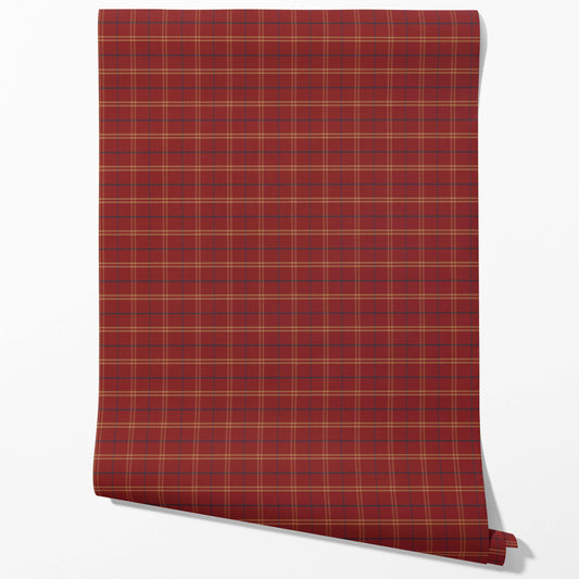 Geometric Plaid Checkered Traditional Wallpaper (Red/ Yellow/ Blue)