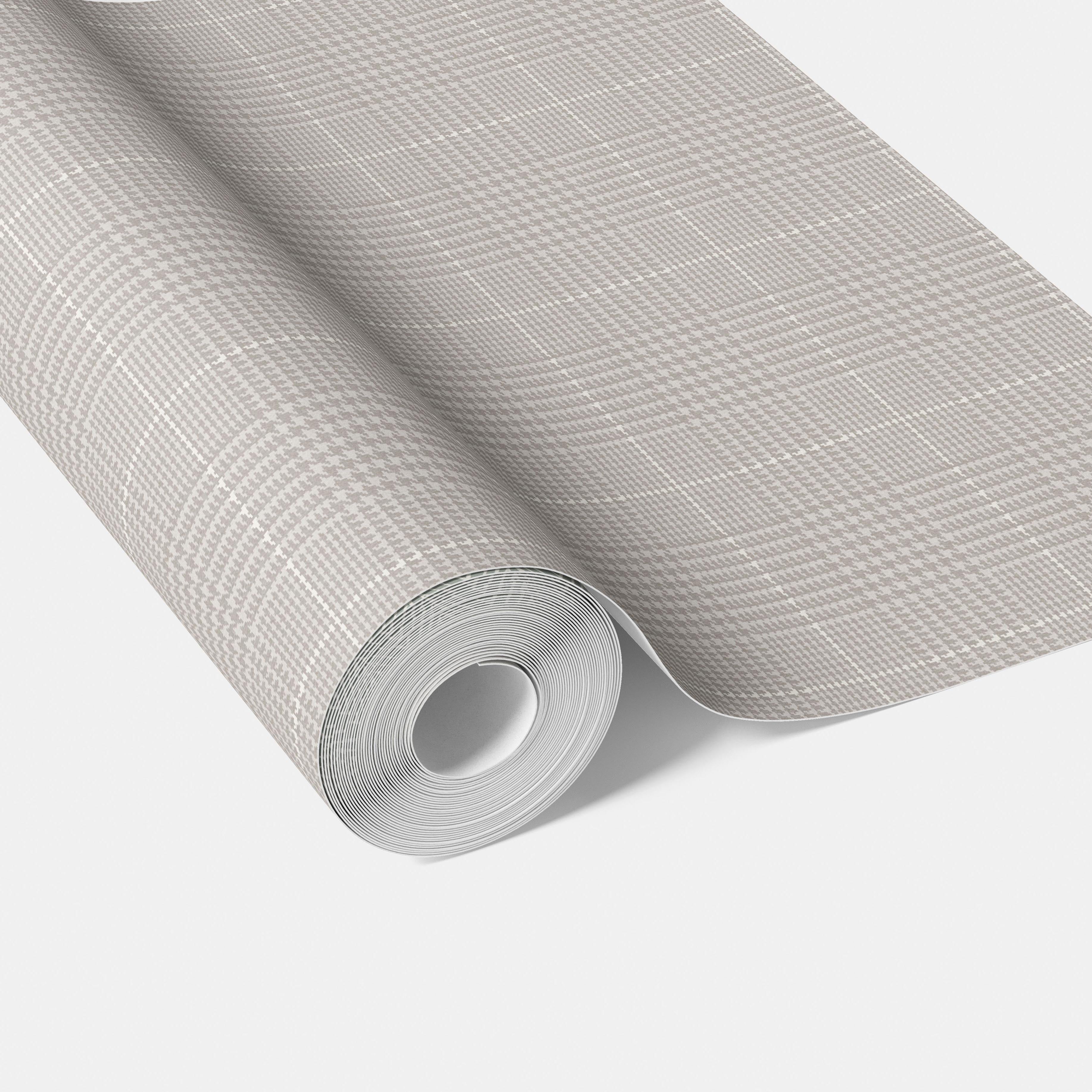Plain/ Textured Check Traditional Wallpaper Sample (Gray/ Greige/ Soft Taupe)