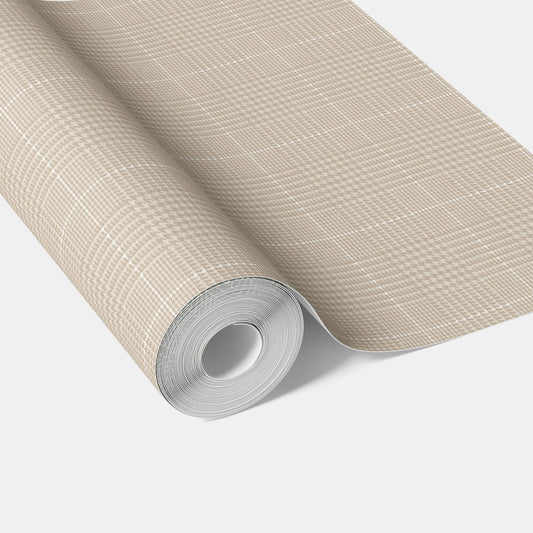 Neutral Plain/ Textured Check Traditional Wallpaper Sample (Buttery Beige)