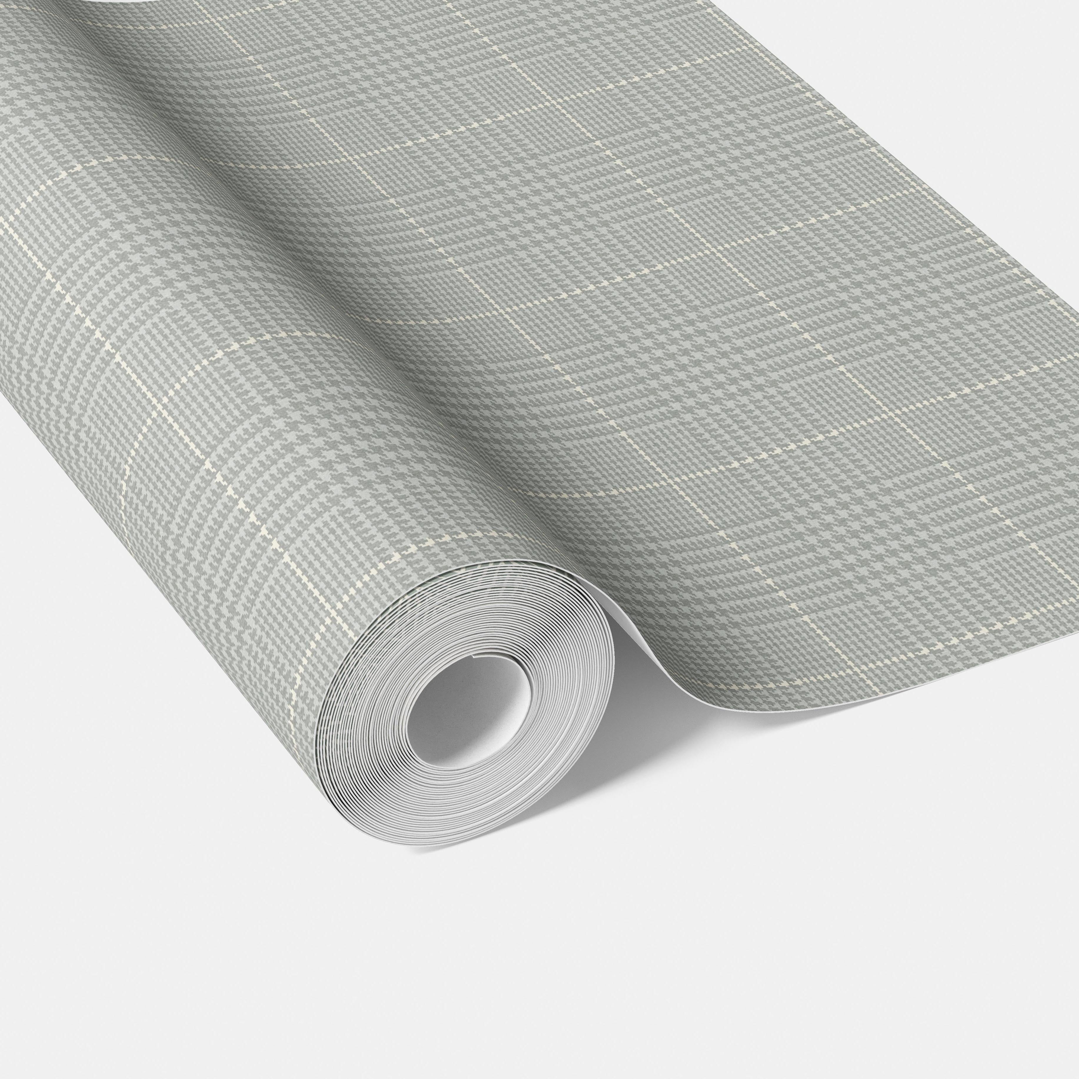 Neutral Plain/ Textured Check Traditional Wallpaper Sample (Sage Gray)