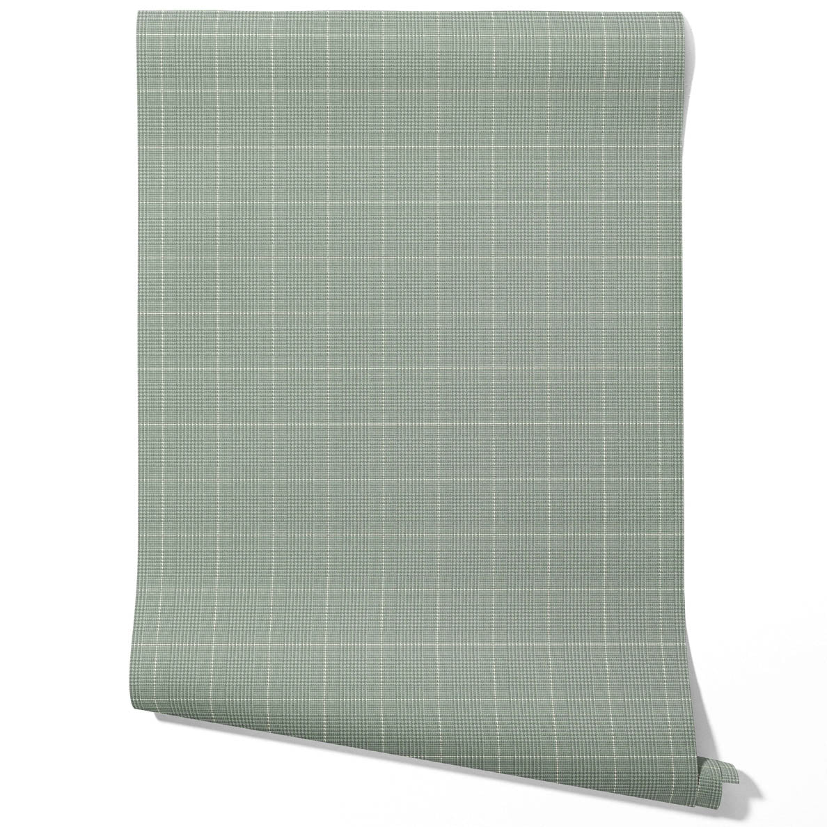 Plain/ Textured Check Bathroom Wallpaper Sample (Sage Green)