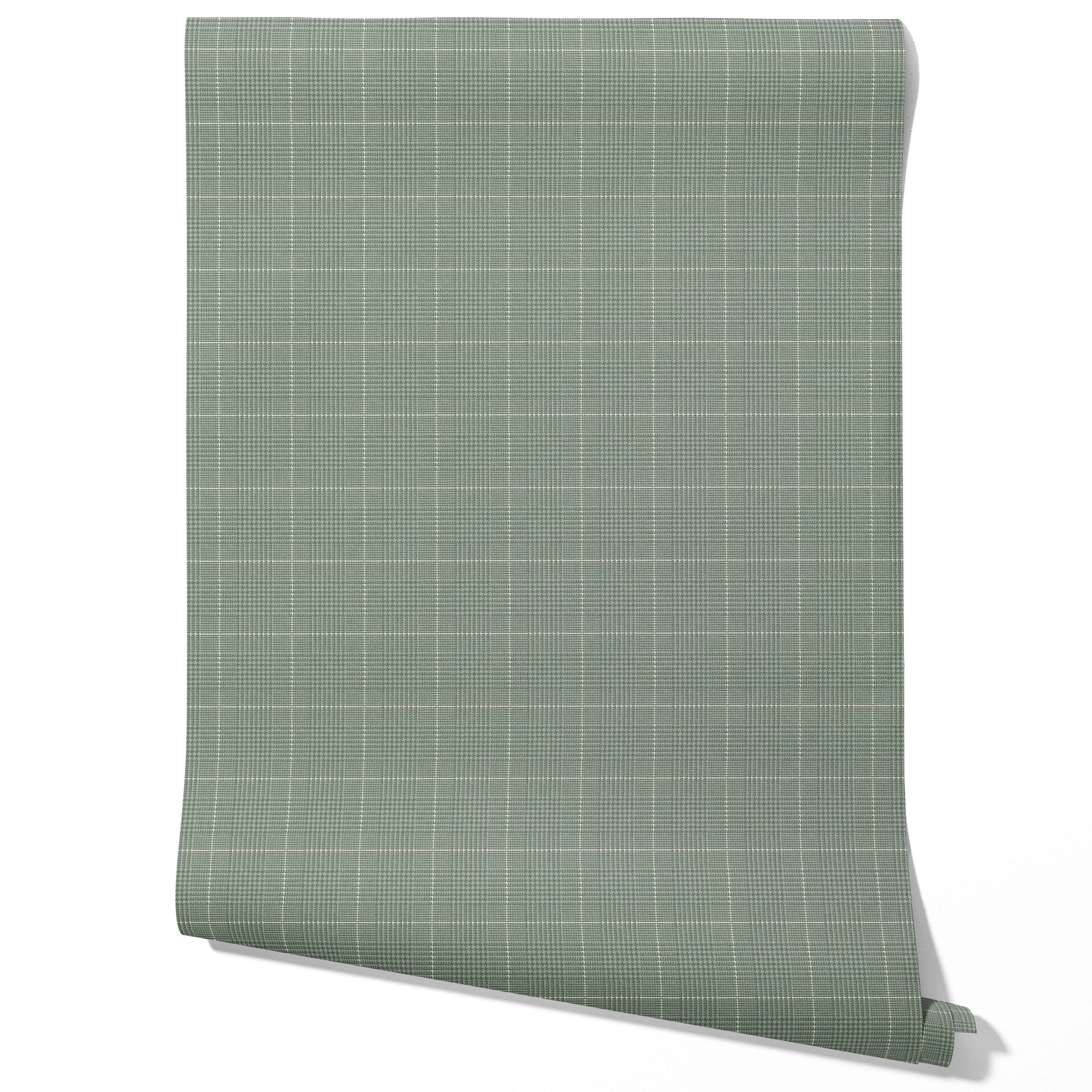 Plain/ Textured Check Bathroom Wallpaper Sample (Sage Green)
