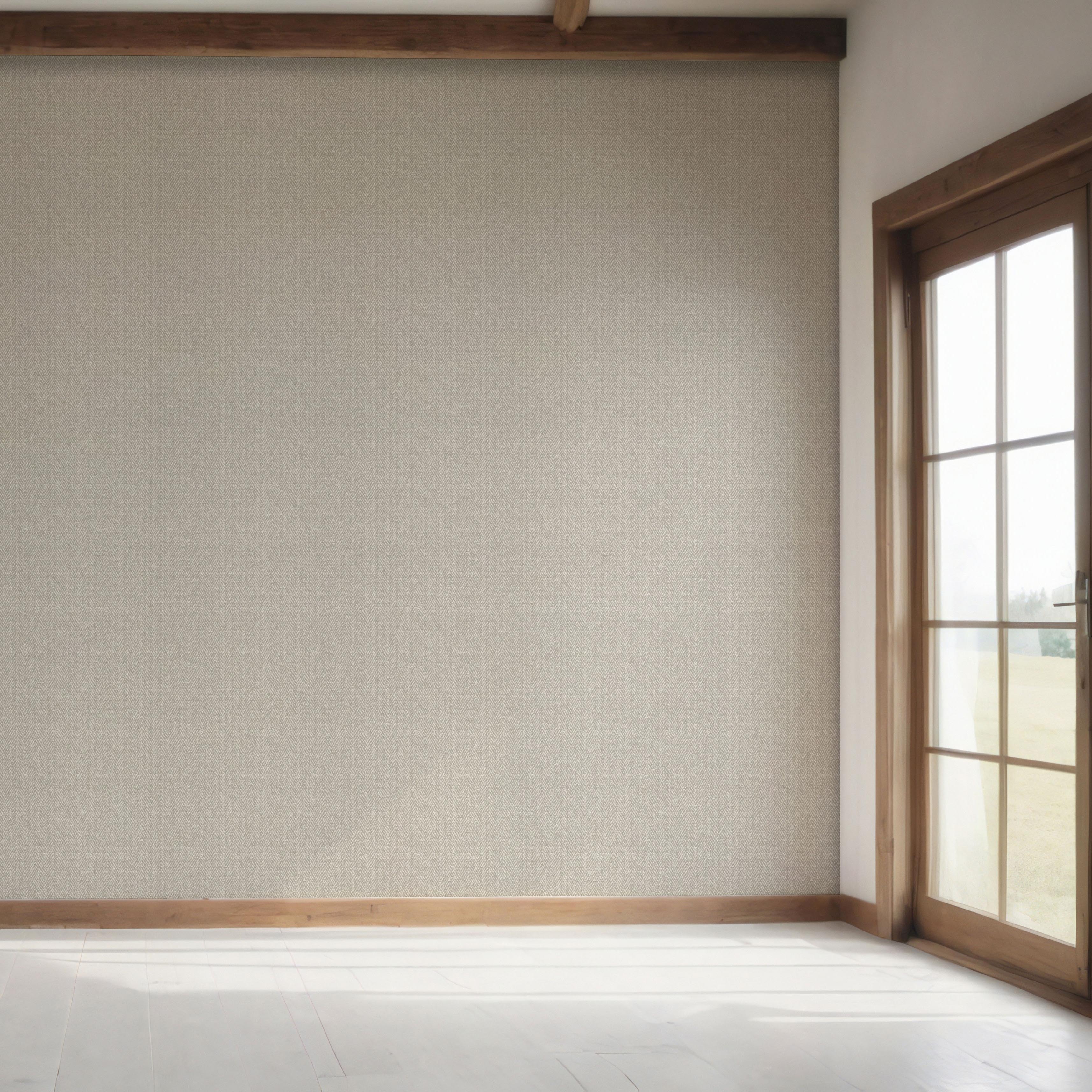 Neutral Herringbone Textured Bedroom Wallpaper (Greige/ Light Gray)