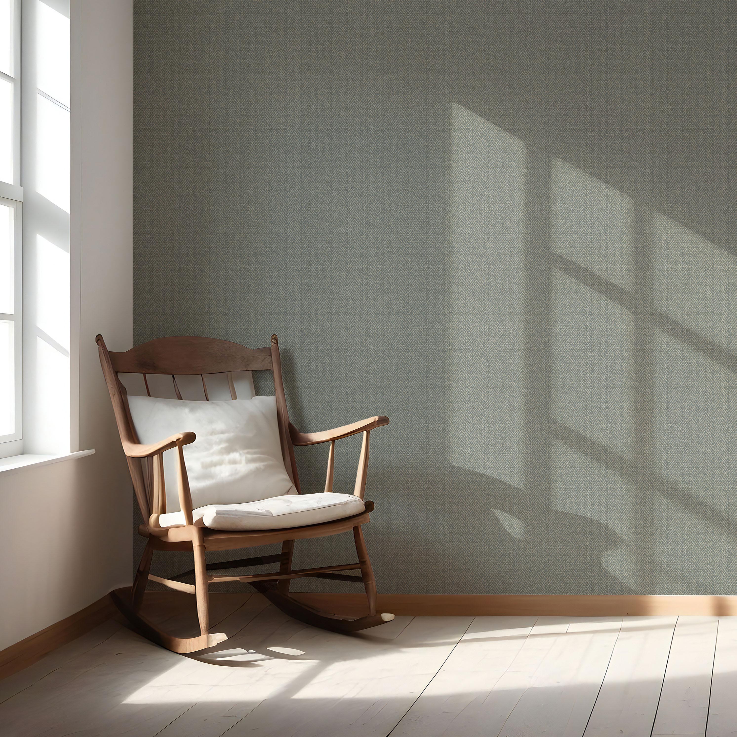 Neutral Herringbone Textured Nursery Wallpaper Sample (Gray)