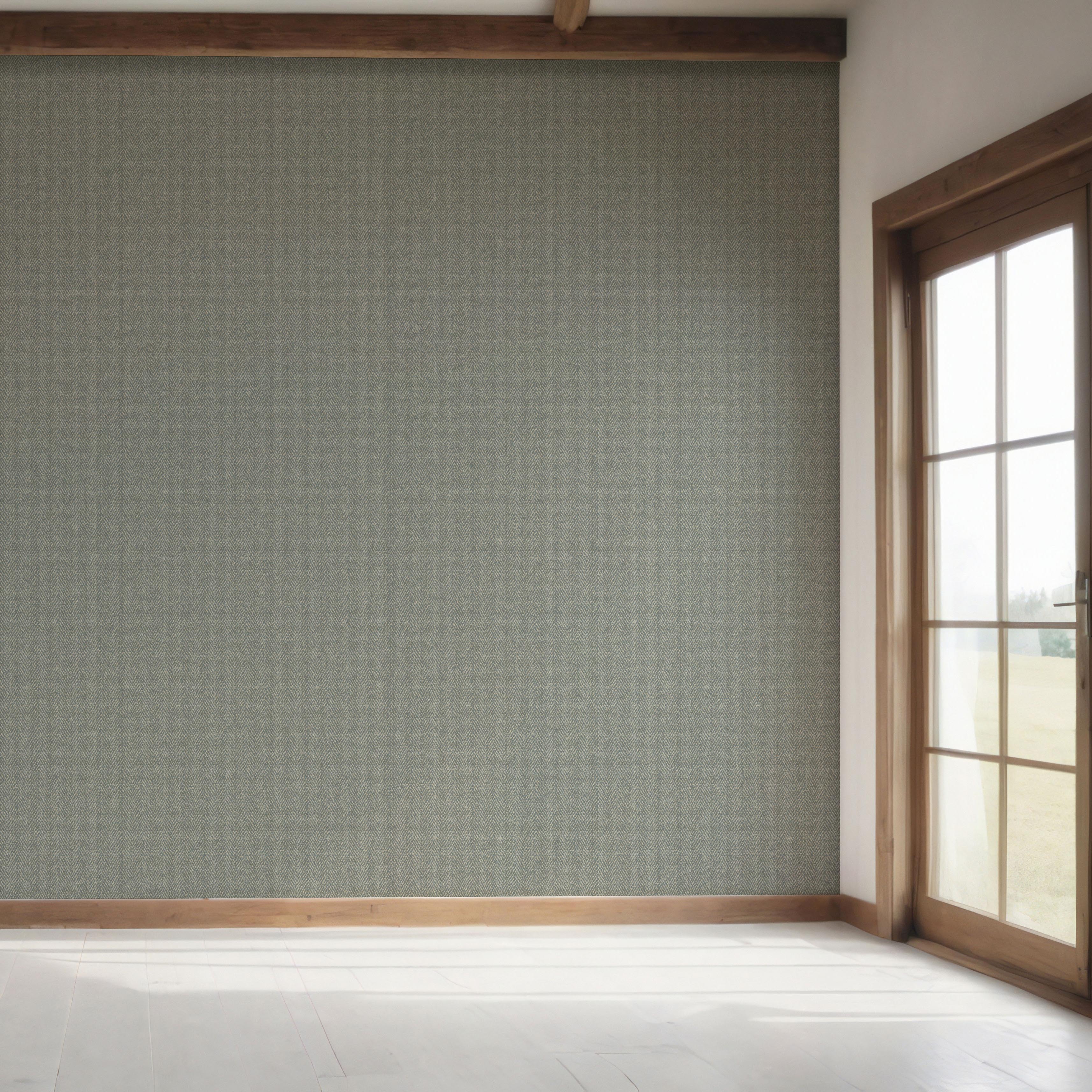 Neutral Herringbone Textured Bedroom Wallpaper Sample (Gray)