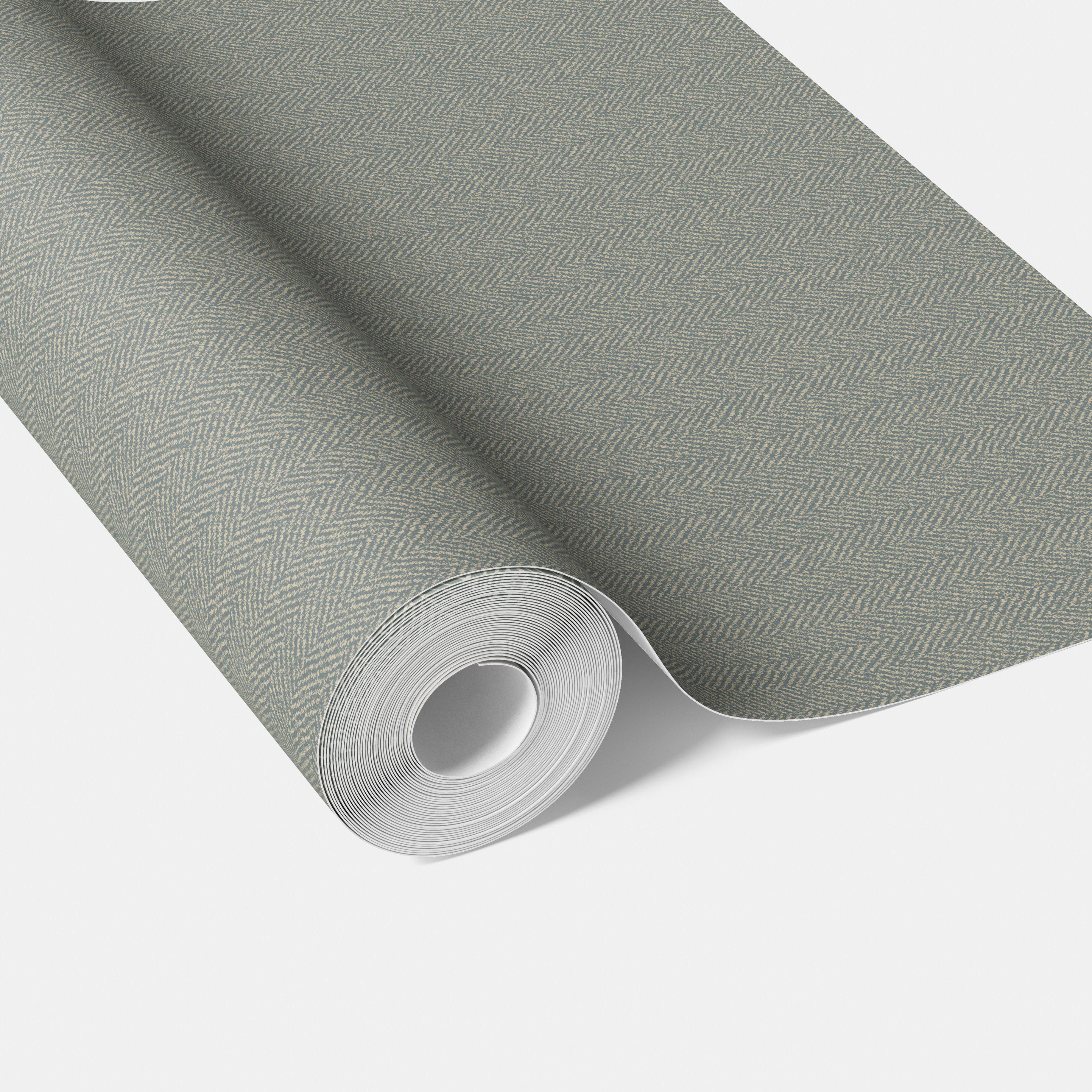 Neutral Herringbone Textured Traditional Wallpaper (Gray)