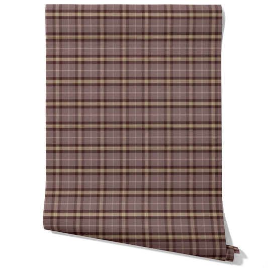 Geometric Plaid Checkered Traditional Wallpaper (Purple/ Mauve/ Pink/ Cream)
