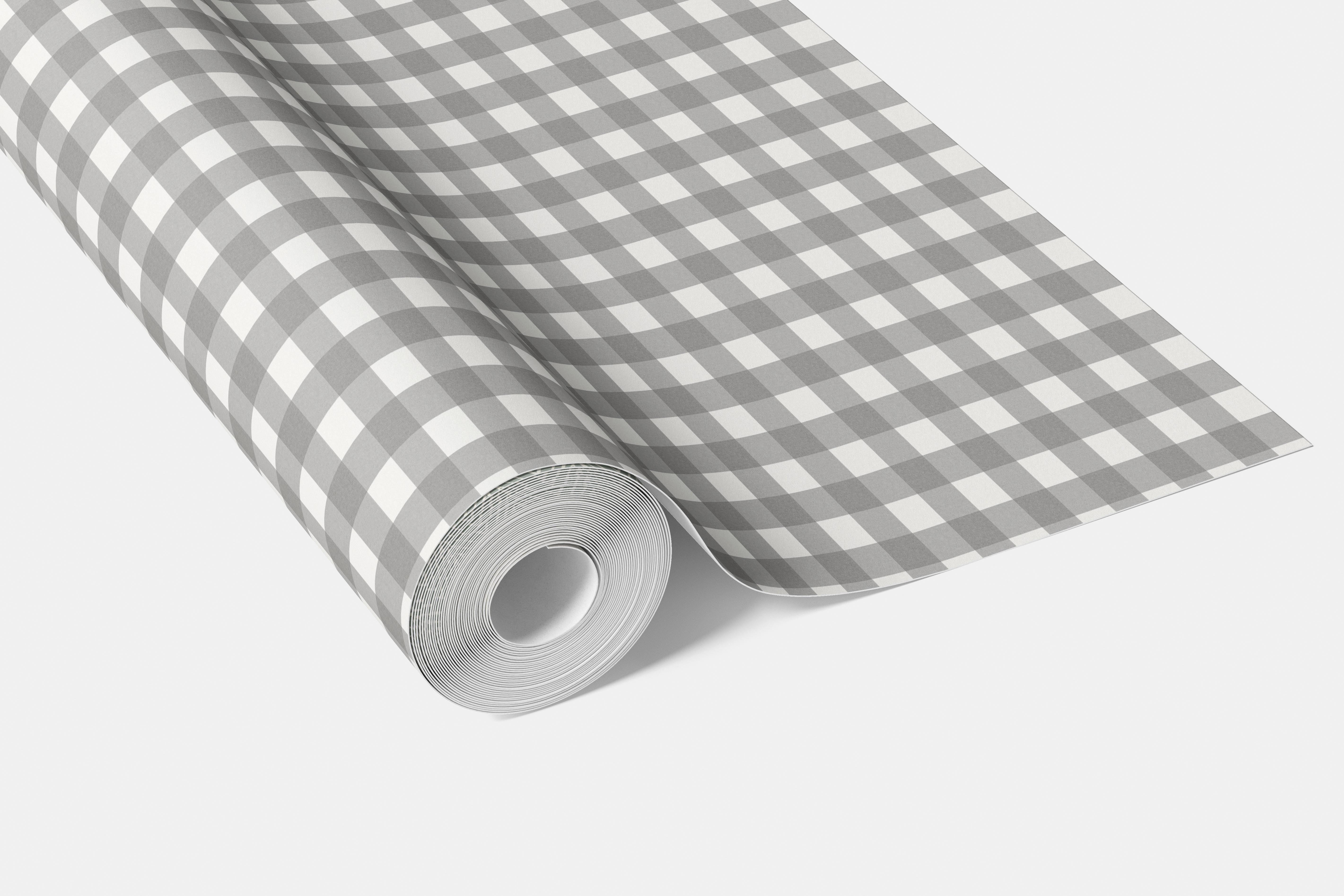 Neutral Geometric Gingham Checkered Living Room Wallpaper Sample (Gray)