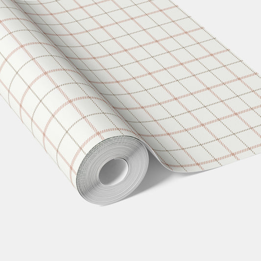Windowpane Checkered/ Plaid Traditional Wallpaper Sample (Pink/ White/ Taupe)