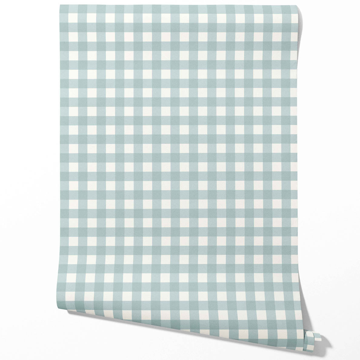 Geometric Gingham Checkered Traditional Wallpaper Sample (Seafoam Blue)