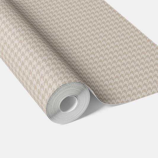 Neutral Plain/ Textured Houndstooth Traditional Wallpaper Sample (Beige/ Soft Taupe)
