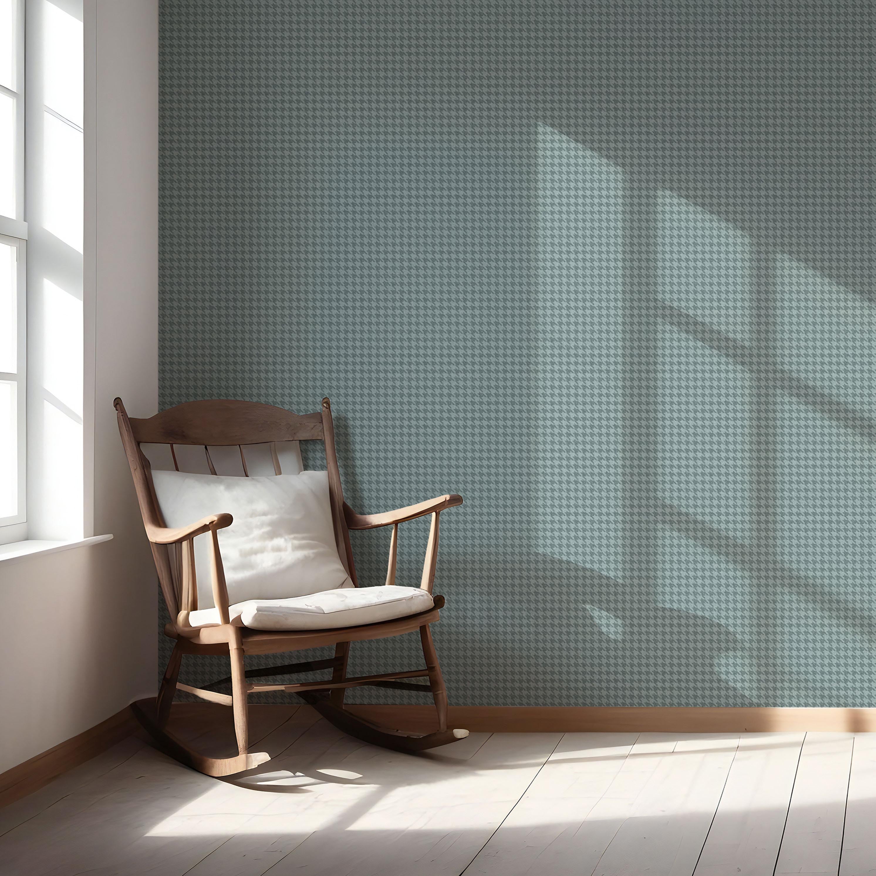 Plain/ Textured Houndstooth Nursery Wallpaper (Soft Blue)