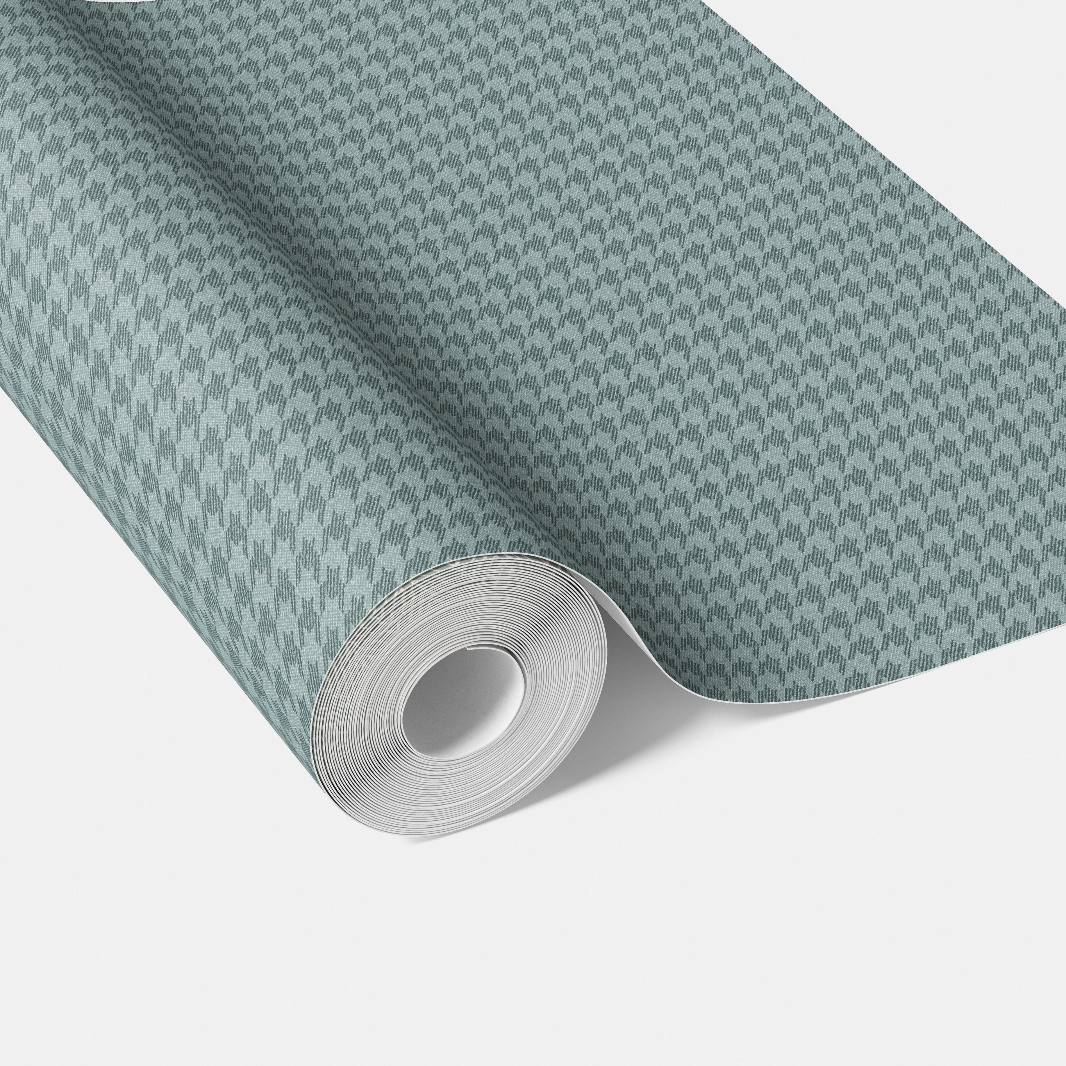 Plain/ Textured Houndstooth Traditional Wallpaper (Soft Blue)