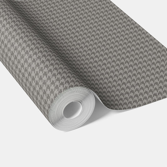 Neutral Plain/ Textured Houndstooth Traditional Wallpaper Sample (Gray/ Black)