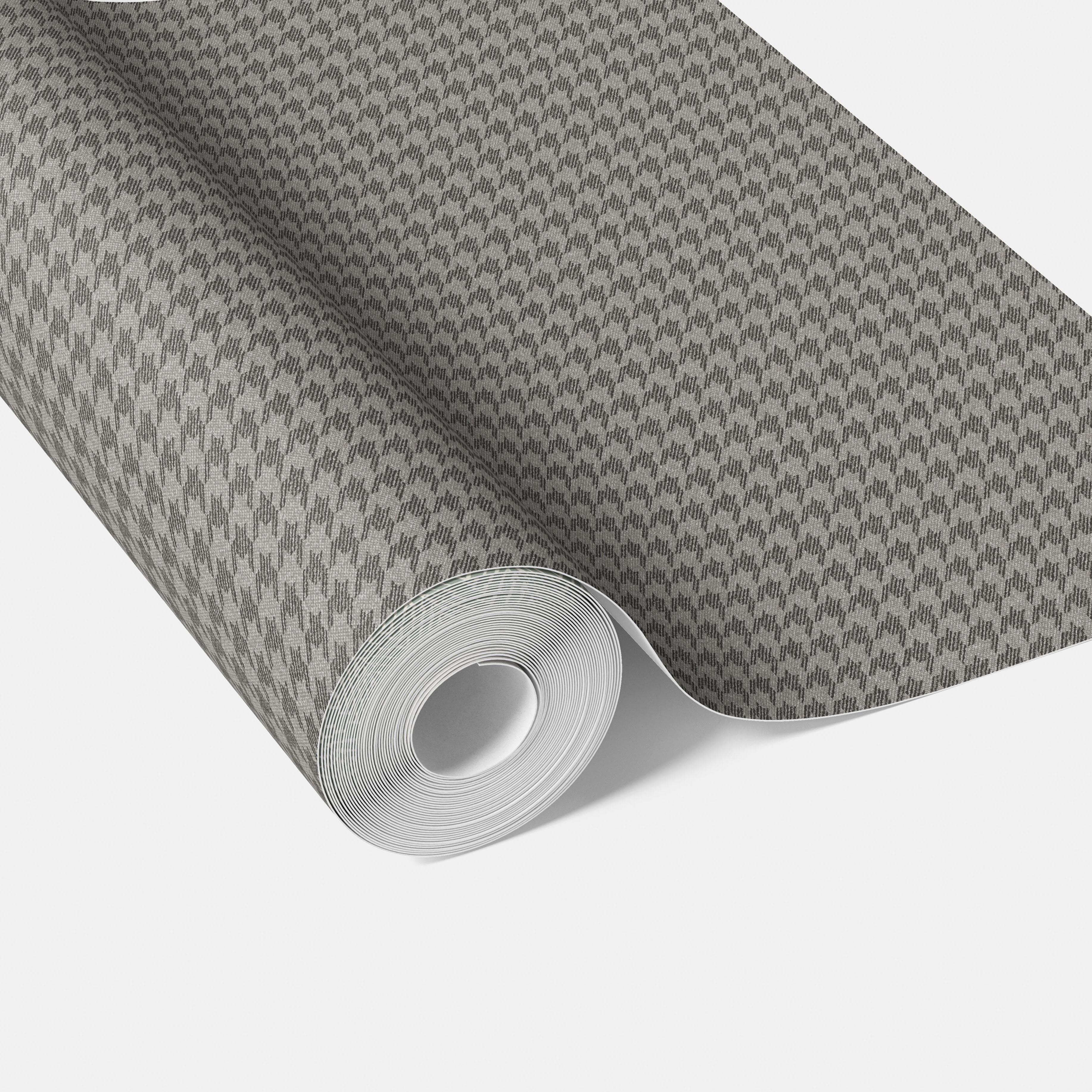 Neutral Plain/ Textured Houndstooth Traditional Wallpaper (Gray/ Black)