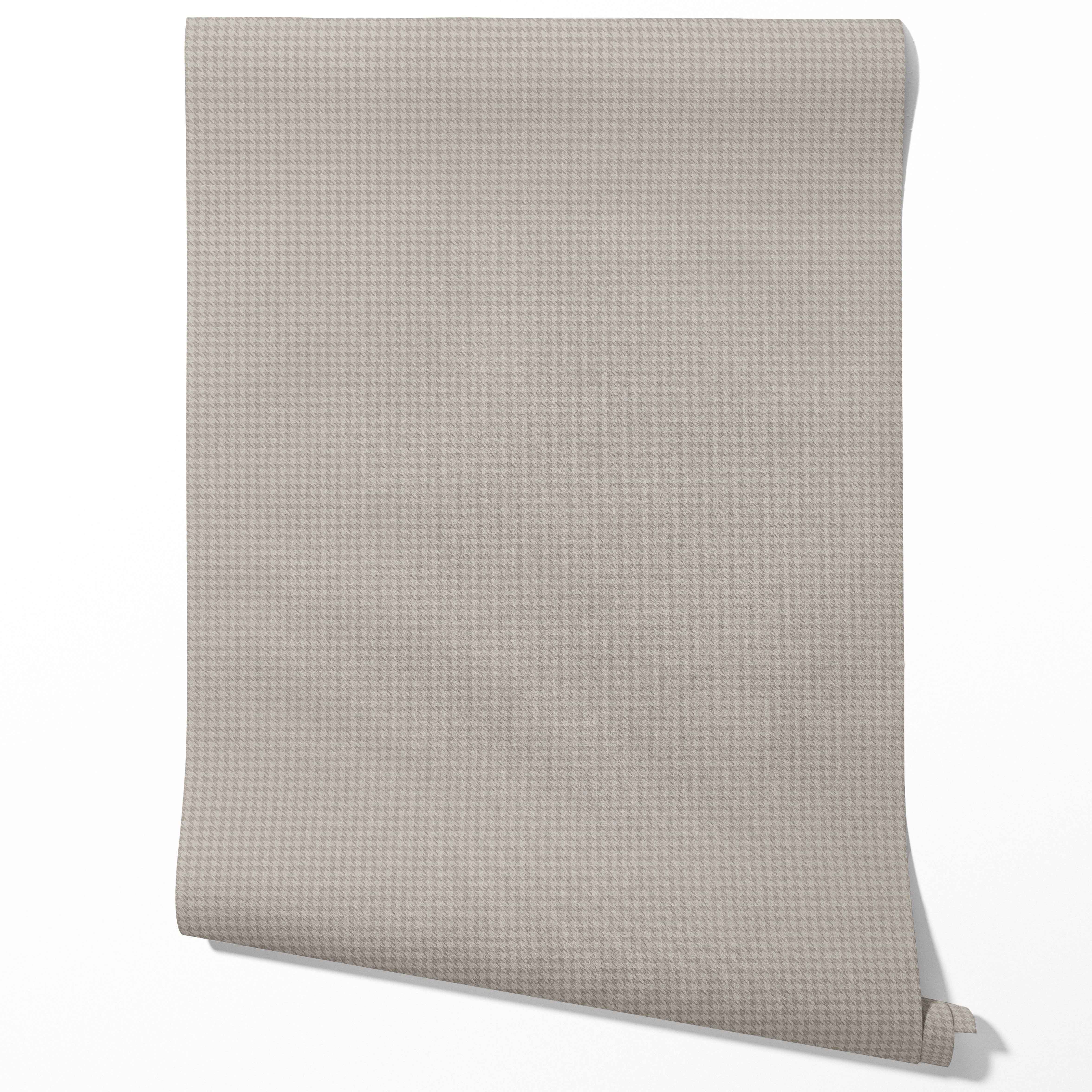 Neutral Plain/ Textured Houndstooth Bathroom Wallpaper (Pale Gray/ Greige)