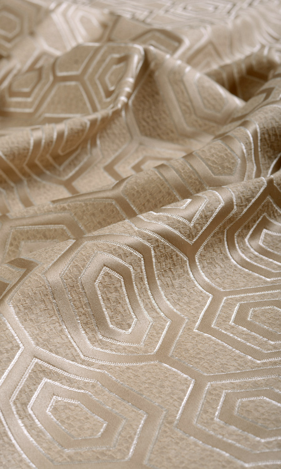 Jacquard Honeycomb Patterned Fabric By the Metre for Curtains & Drapes (Beige)