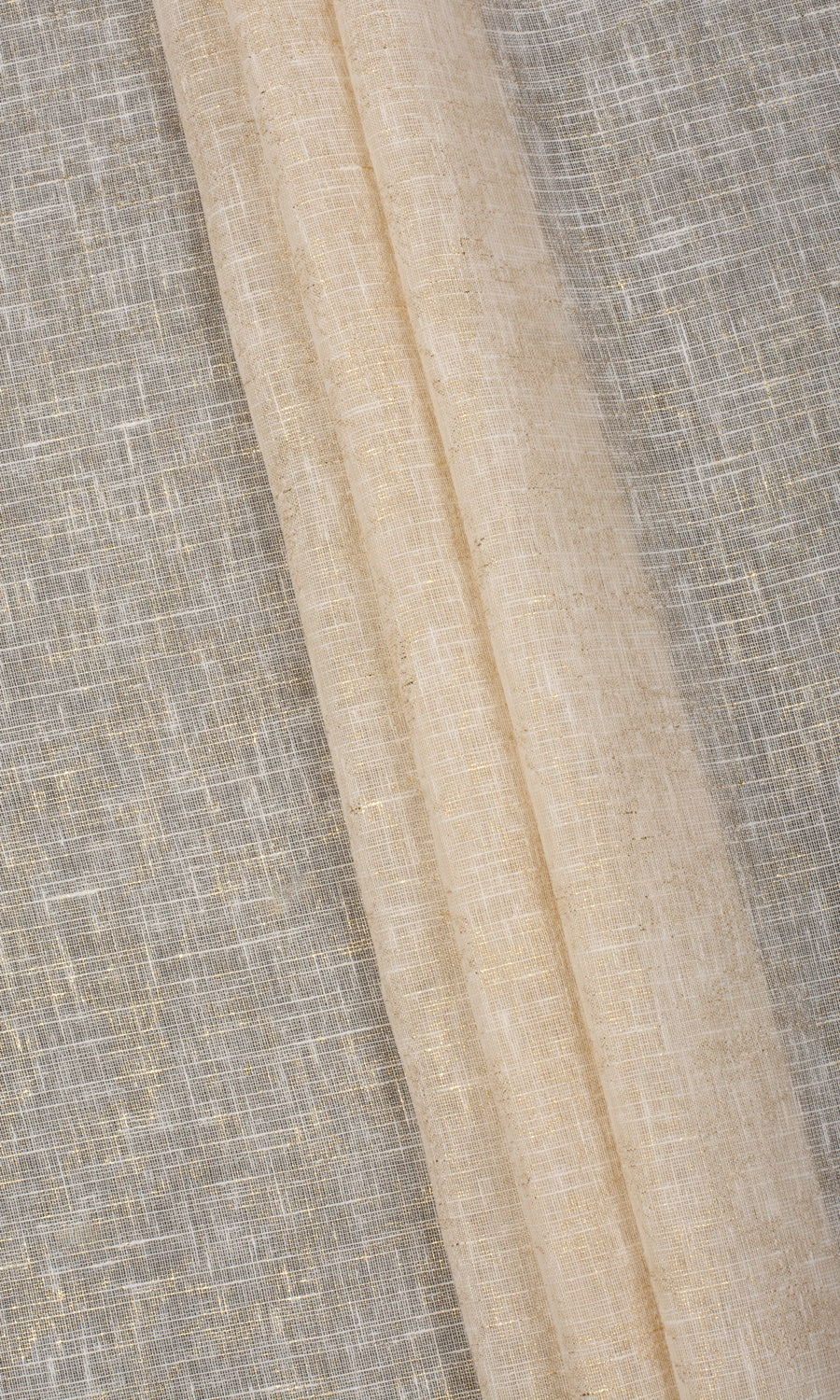 Metallic Accents Sheer Free Fabric Material Sample (Beige)