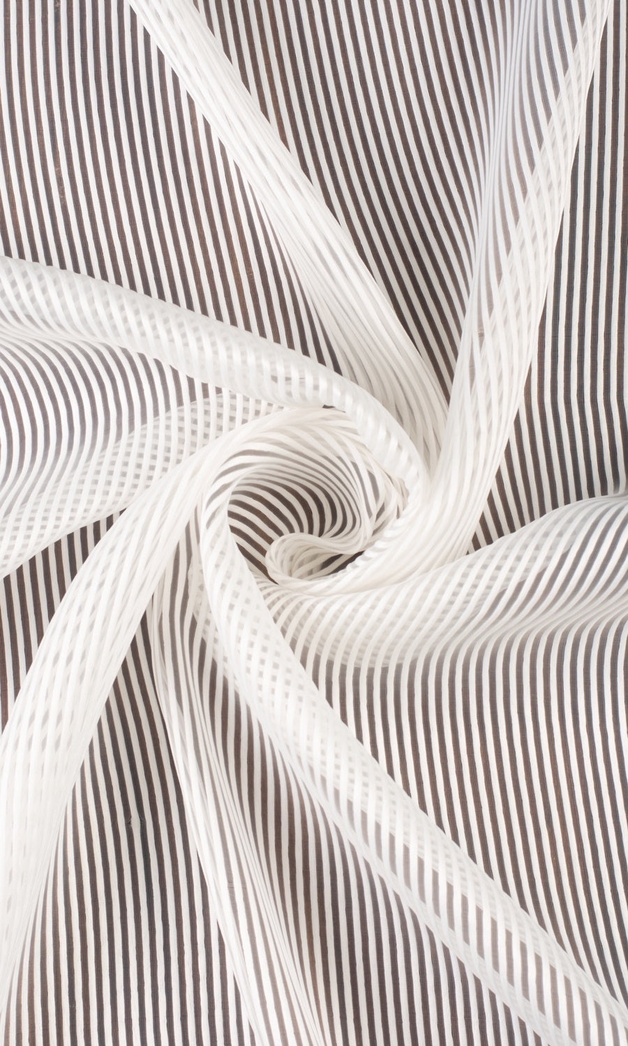 Striped Sheer Free Fabric Material Sample (White)