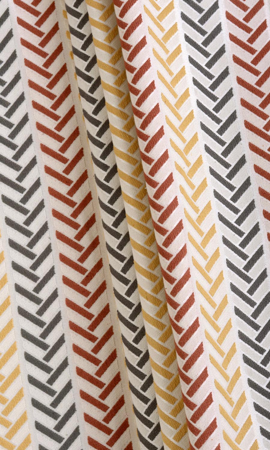 Herringbone Window Treatments Fabric By the Metre (Red/ Yellow/ Charcoal)