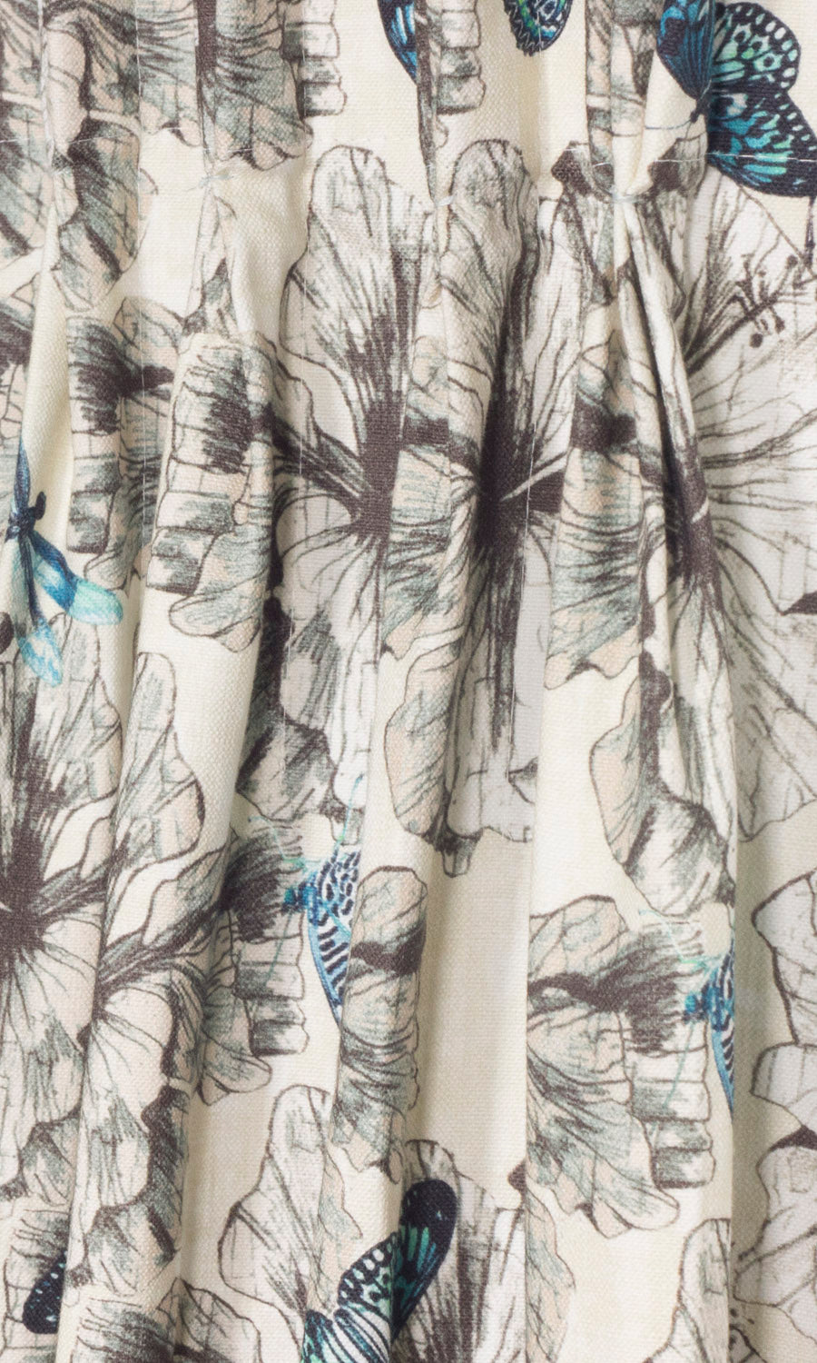 Butterfly Print Cotton Window Treatments Fabric Sample (Blue)