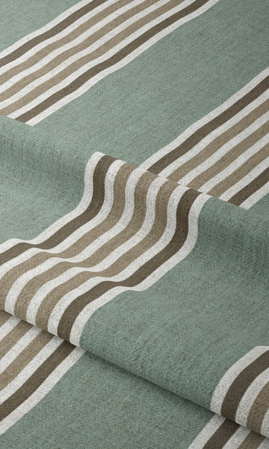 Striped Window Treatments Fabric Sample (Duck Egg Blue/ Brown/ White)