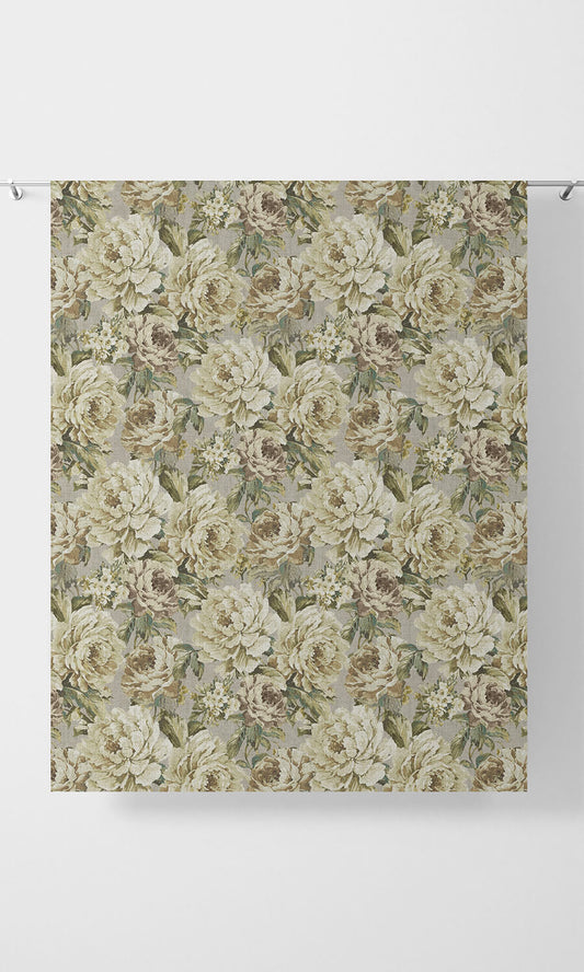 Floral Home Décor Fabric Sample (Grey/ Ivory)