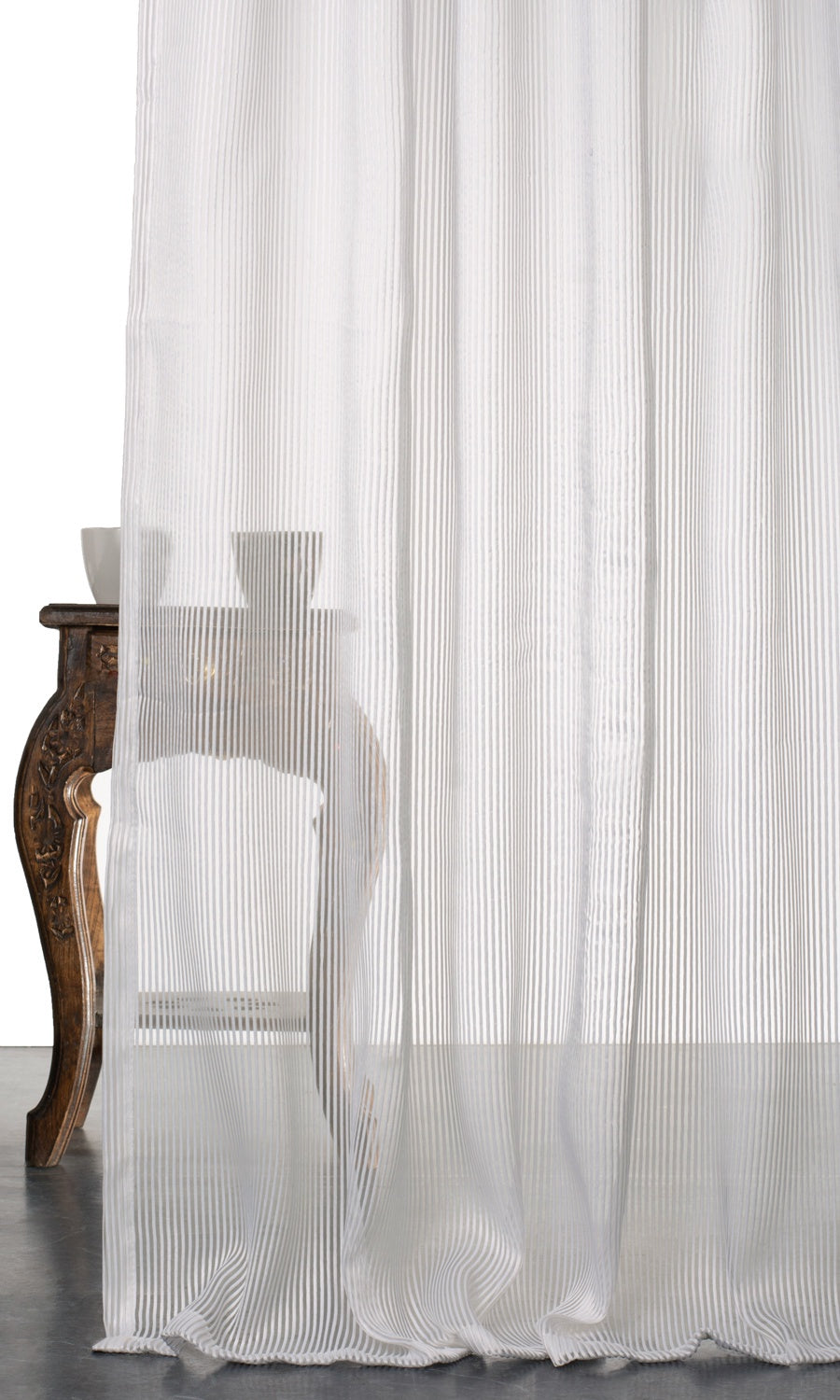 Striped Sheer Window Treatments Fabric Sample (White)