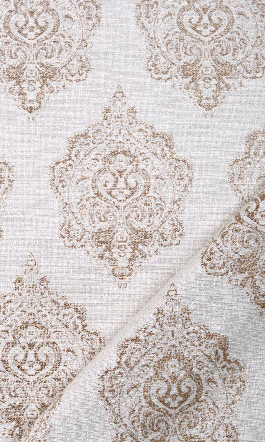 Patterned Fabric Material By the Metre (White/ Mocha Brown)