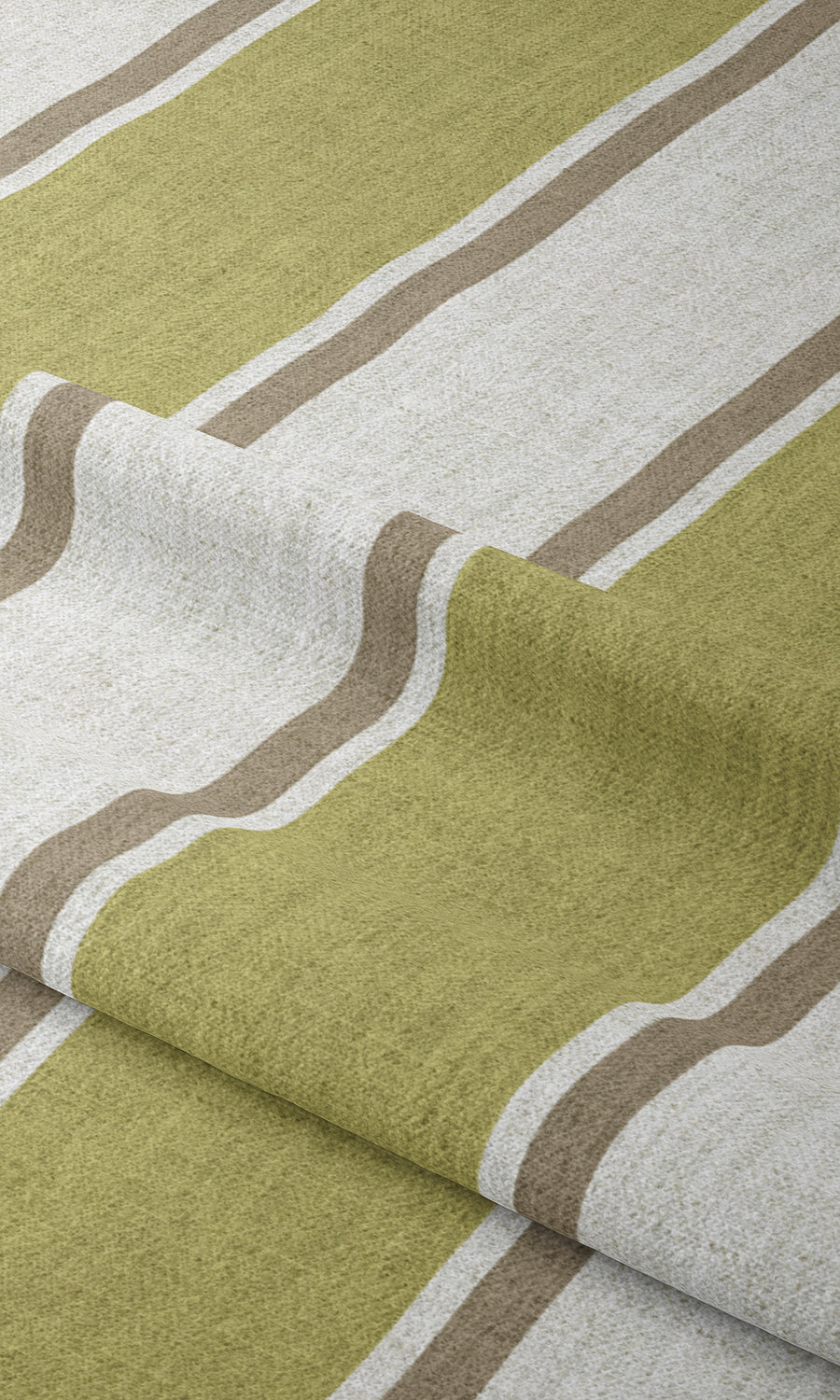 Modern Striped Print Window Treatments Fabric By the Metre (Green/ Brown)