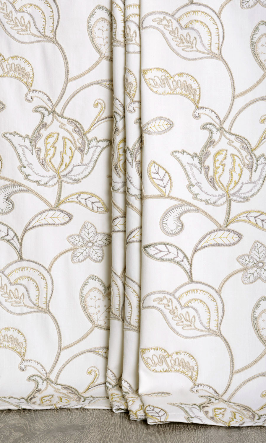Embroidered Window Treatments Fabric Sample (Beige/ Gray/ Green/ White)