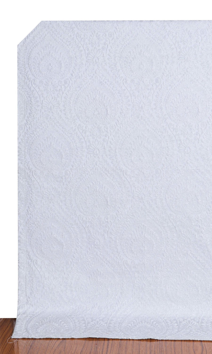 Textured Floral Window Treatments Fabric Sample (White)