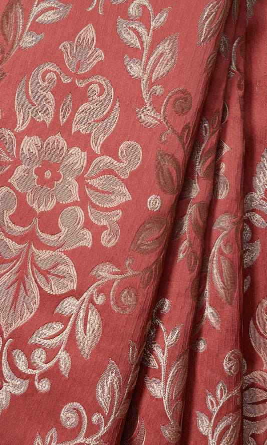 Red Damask Pattern Custom Curtains