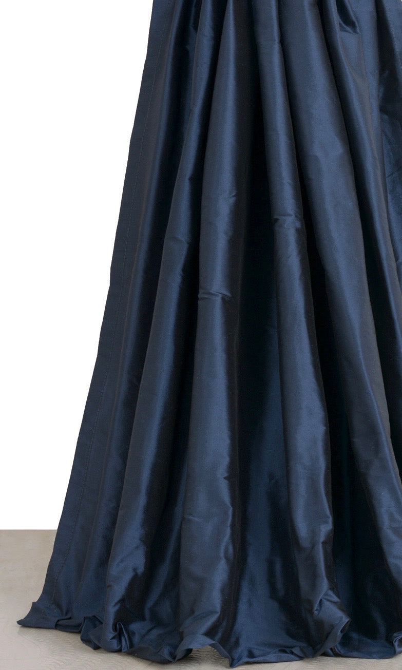 Shantung Silk Window Treatments Fabric By the Metre (Midnight Blue/ Navy)