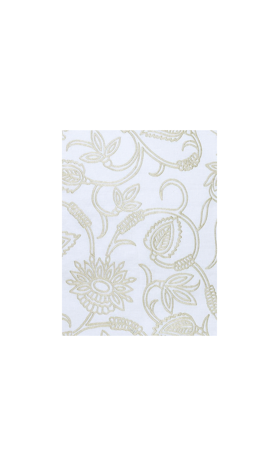 Floral Embroidered Linen Window Treatments Fabric Sample (White/ Ivory)