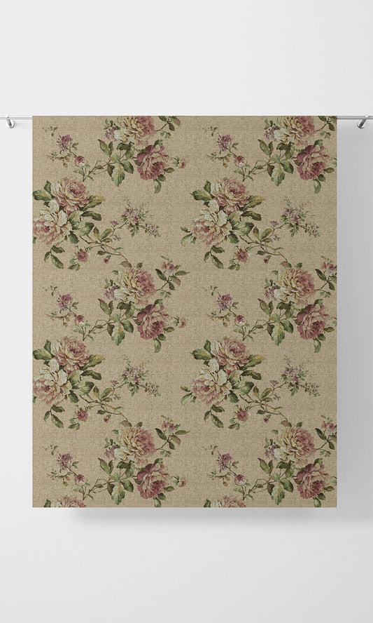 Floral Home Décor Fabric By the Yard (Ochre/ Green/ Red)