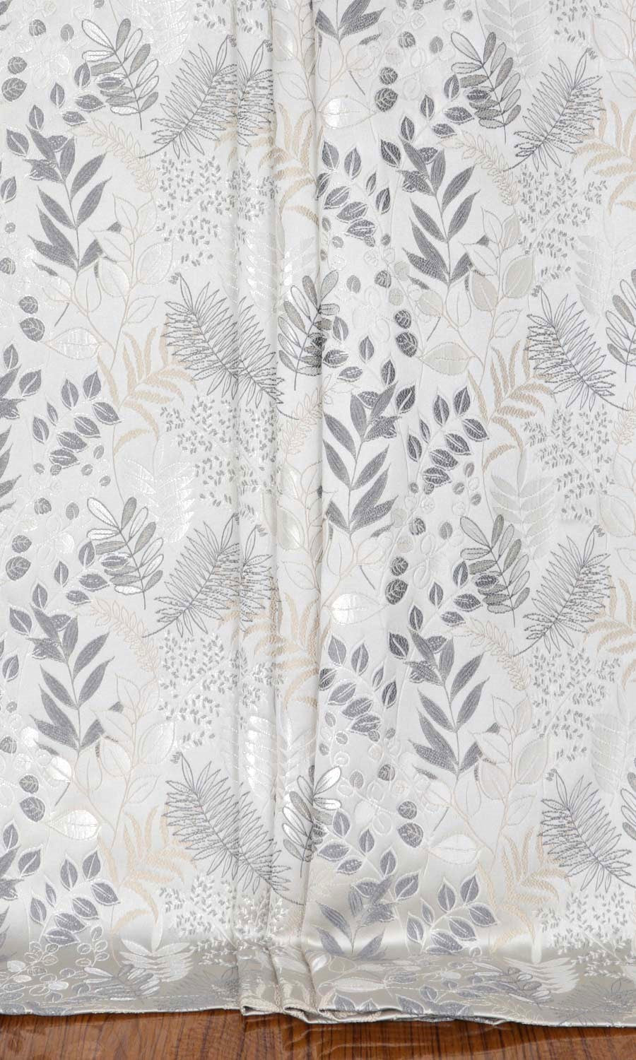 Botanical Window Treatments Fabric Sample (Pale Grey/ Warm White)