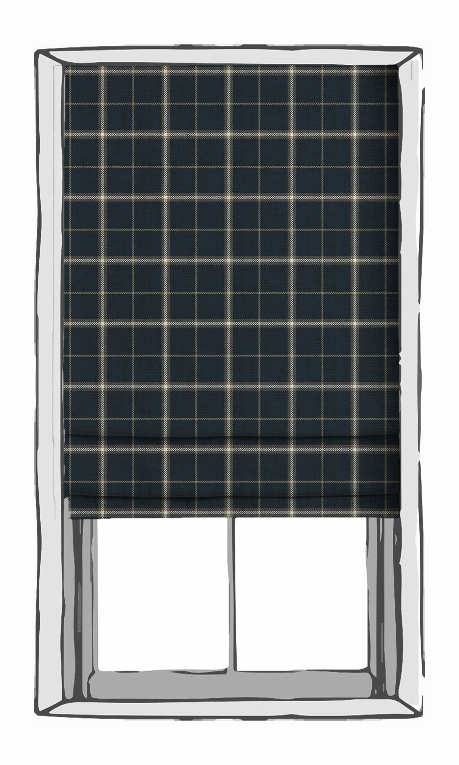 Checkered Fabric Material By the Metre (Navy Blue/ Brown)