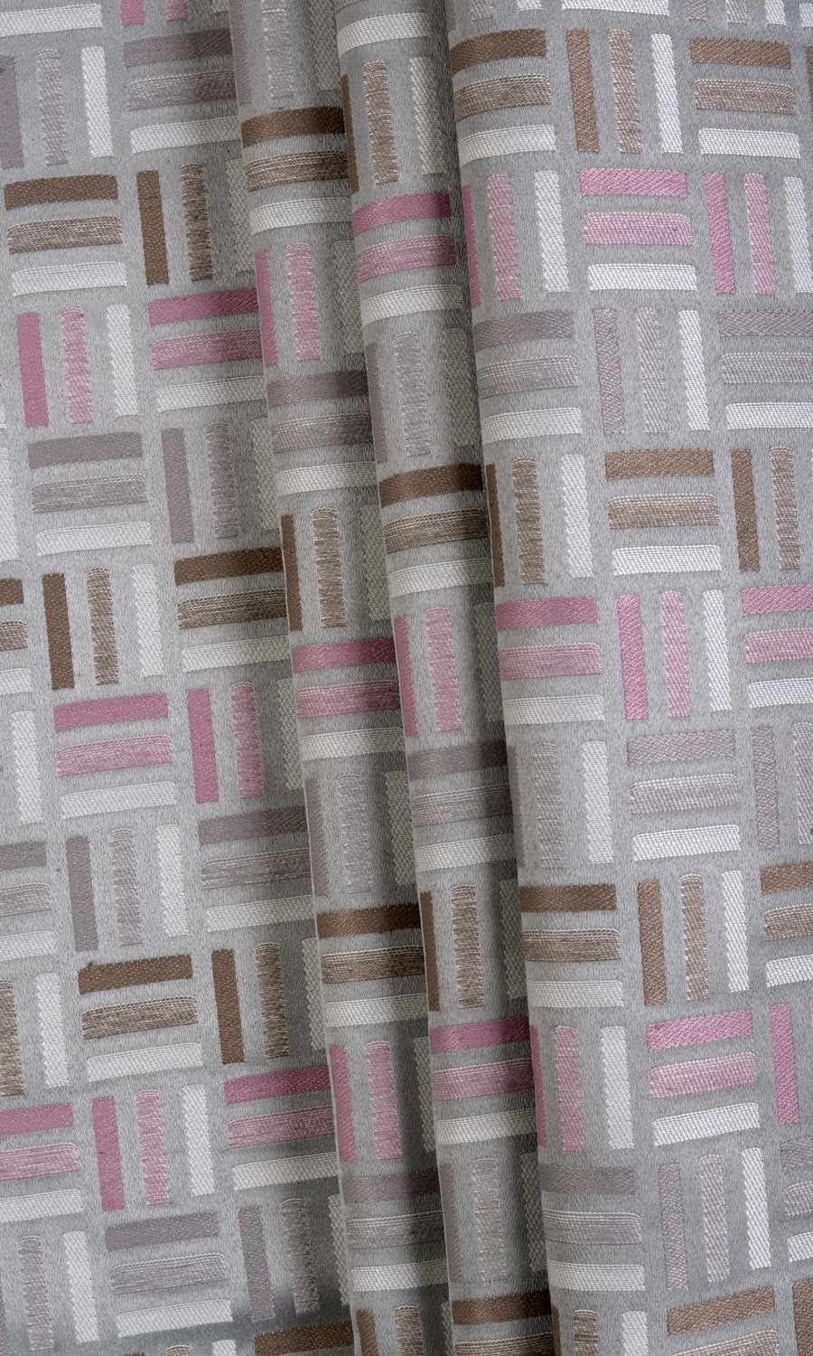 Geometric Home Textile Fabric Material By the Metre (Pink/ Grey/ Brown)