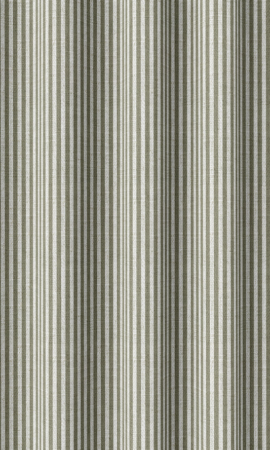 Striped Home Décor Fabric Sample (Olive Green/ White)
