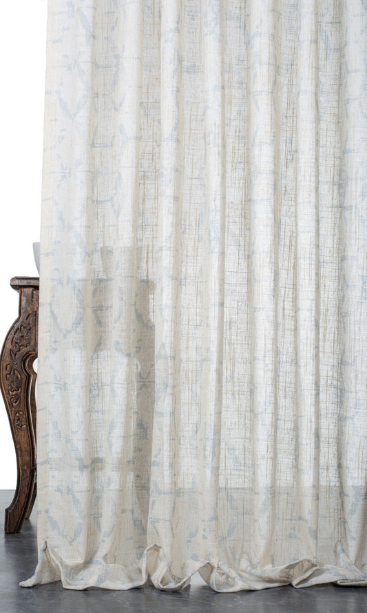 Self-Patterned Sheer Home Décor Fabric By the Metre (Cream/ Grey)