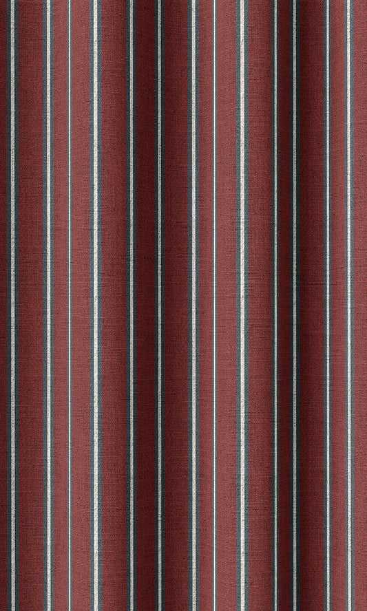 Modern Striped Home Décor Fabric Sample (Slate Grey/ Red)