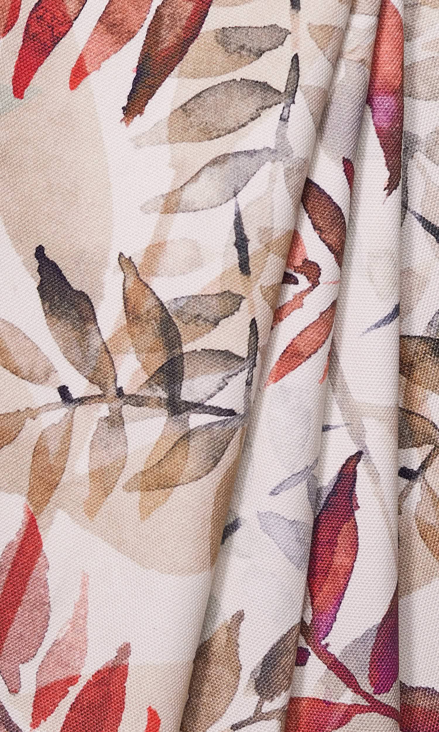 Floral Cotton Window Treatments Fabric By the Metre (Red/ Gray/ White)