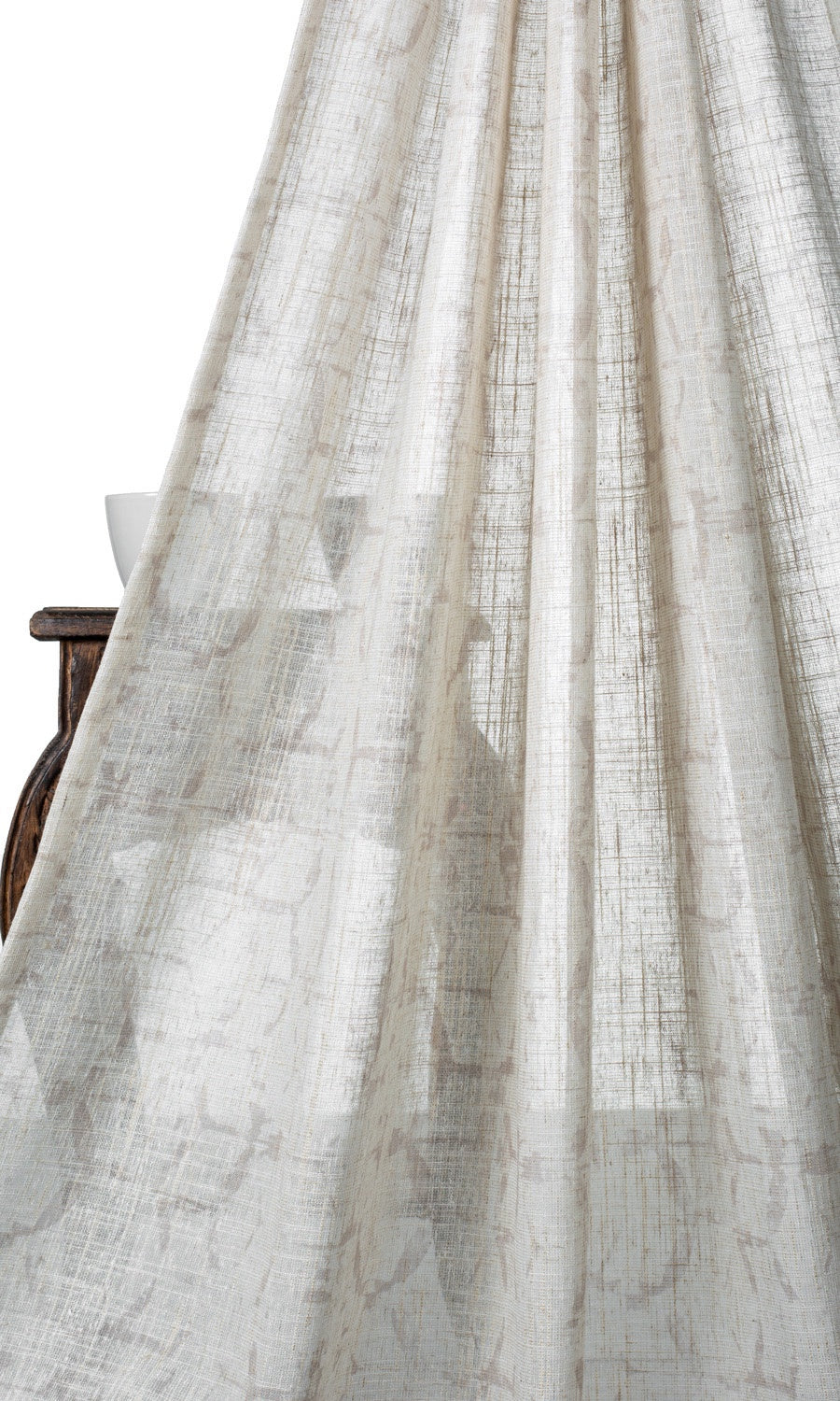 Abstract Patterned Sheer Fabric Sample/ Swatch | White/ Pale Beige
