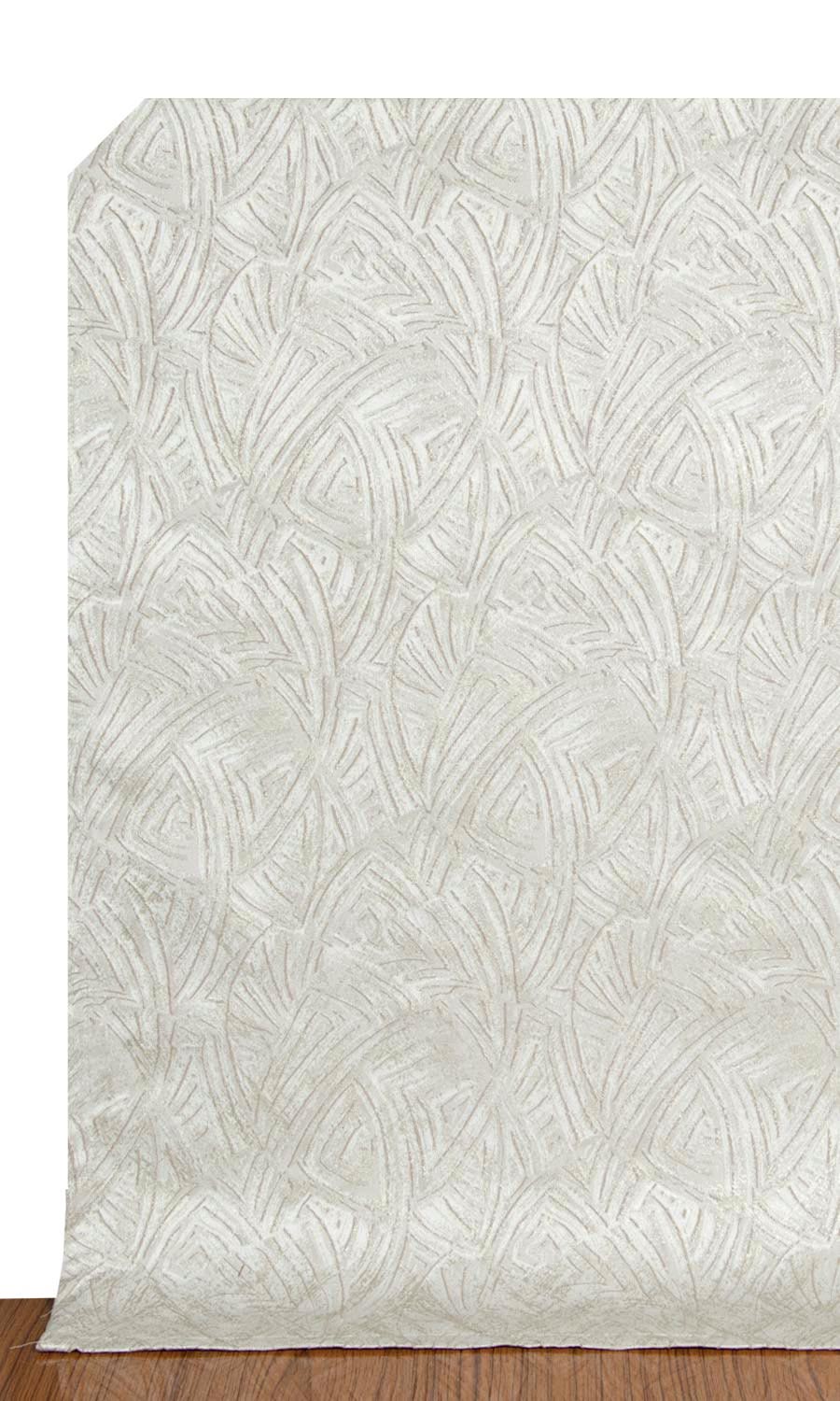 Self-Patterned Poly-Cotton Window Treatments Fabric By the Metre (White/ Cream)