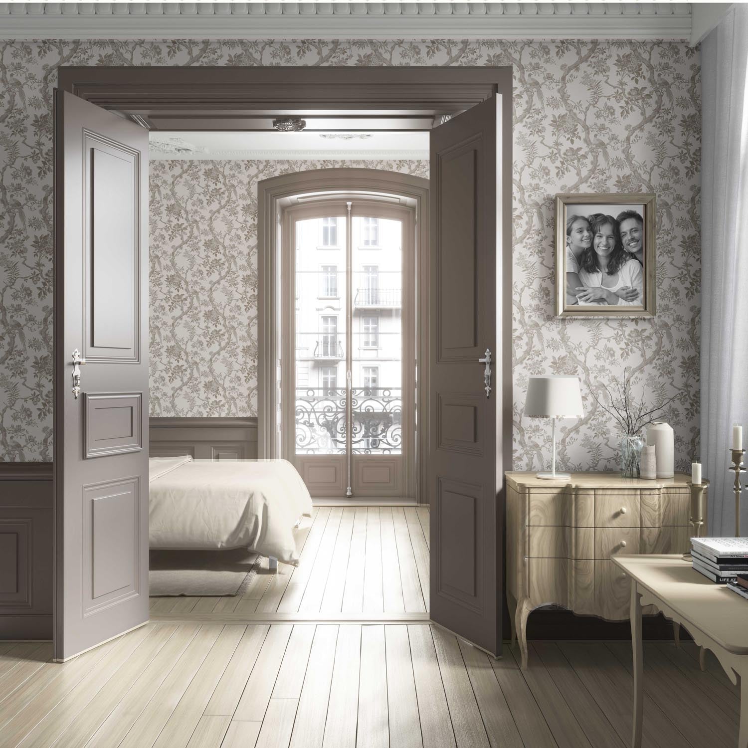 Floral Toile/ Bird Print Chinoiserie Living Room Wallpaper (Brown/ Beige/ Taupe)