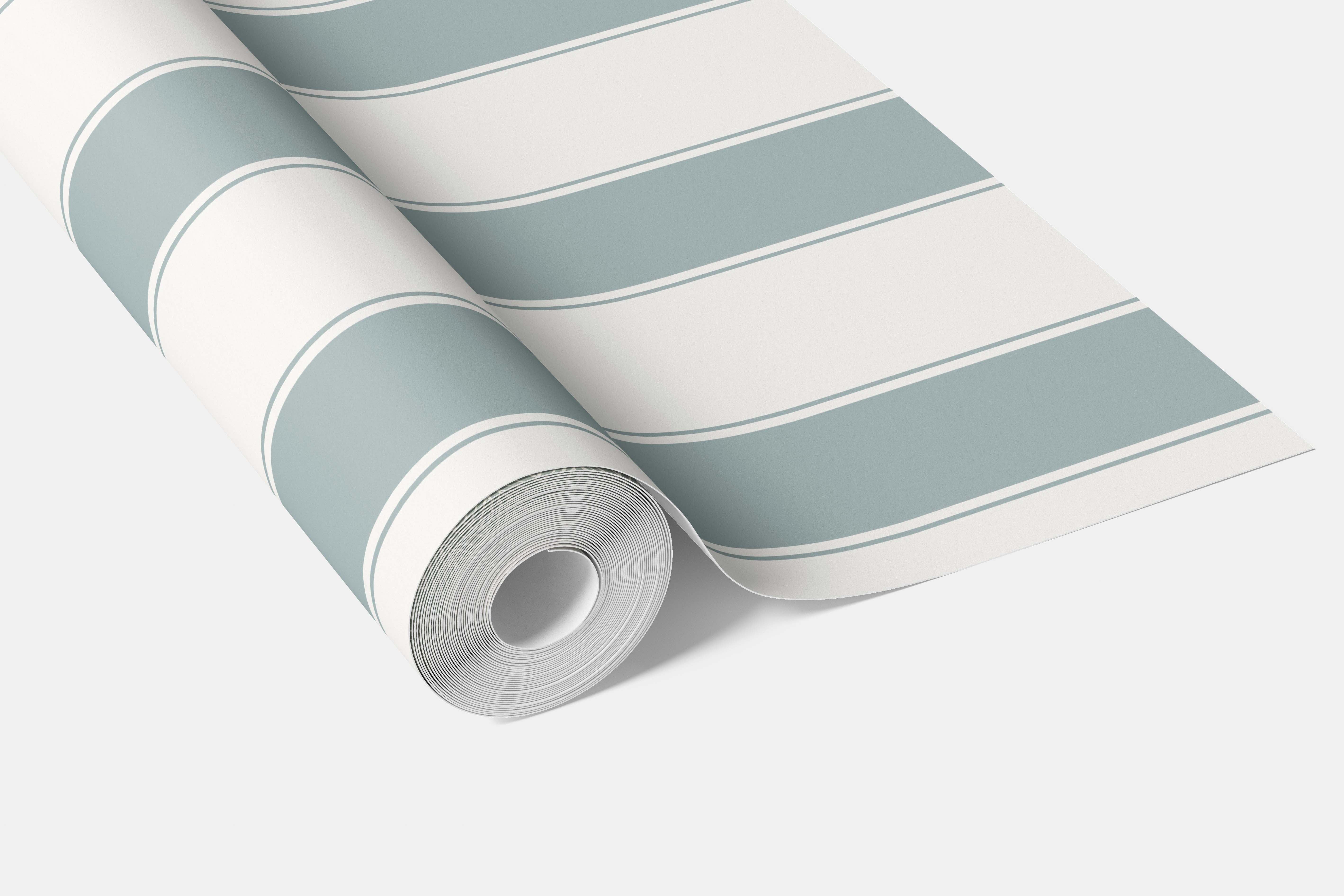 Geometric Striped Kitchen Wallpaper Sample (Duck Egg Blue/ White)