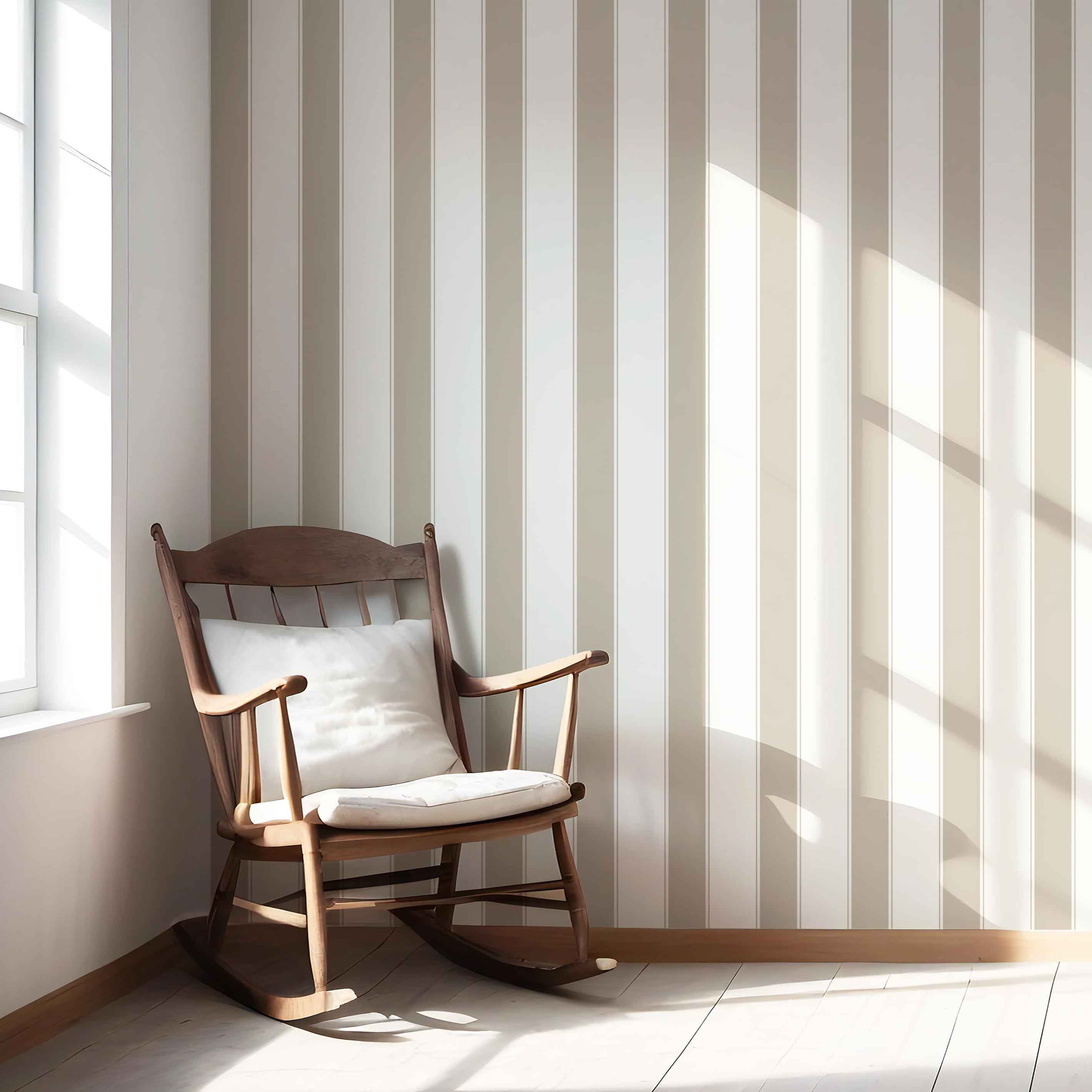 Neutral Geometric Striped Shower Toilet Wallpaper