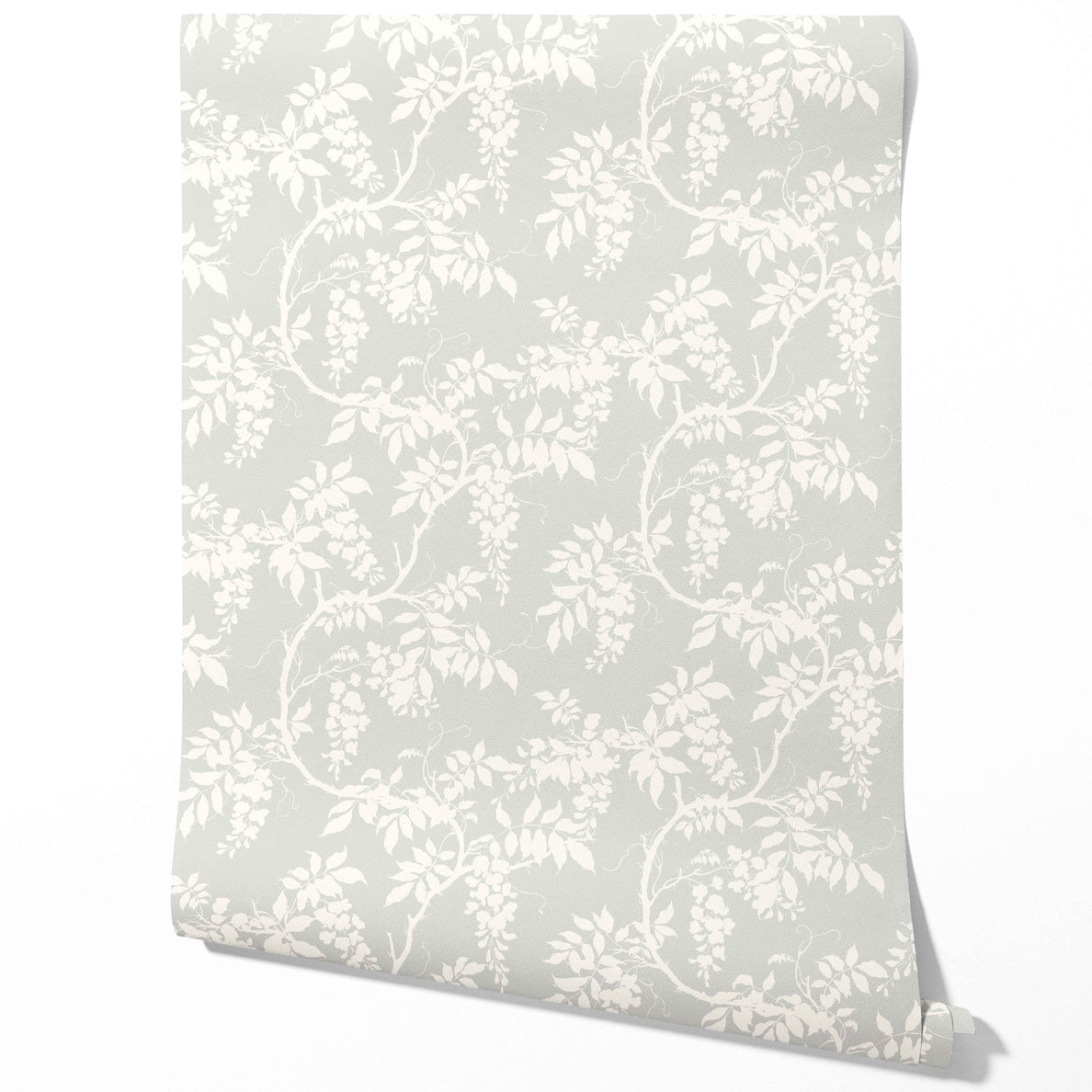 Neutral Floral Vine/ Botanical Traditional Wallpaper (Dove Gray/ Off-White)