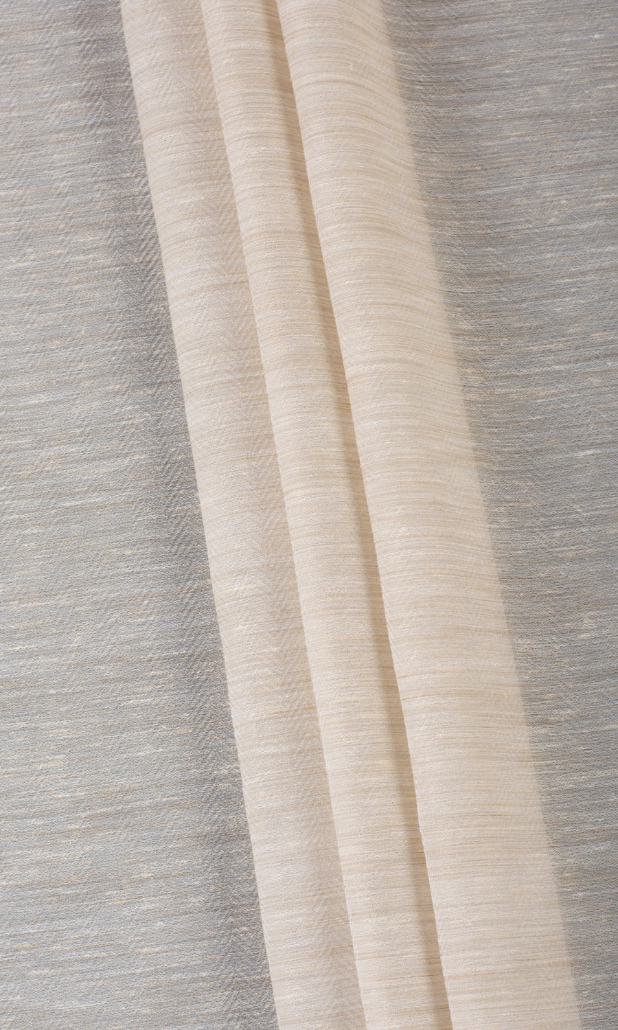 Textured Sheer Home Textile Fabric Material Sample (Ivory Beige)